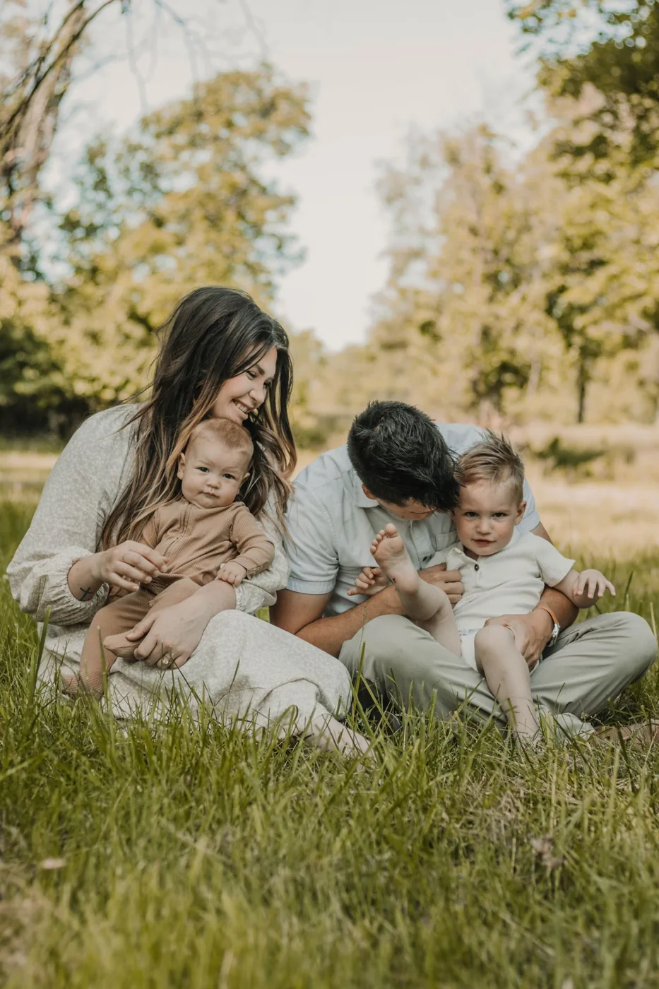 Family wearing casual clothes together outdoors